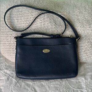 Coach True Navy Crossgrain Leather Crossbody Bag Gold Logo F52881